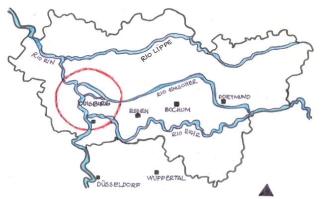 Plano de ciudades de la Cuenca del Ruhr