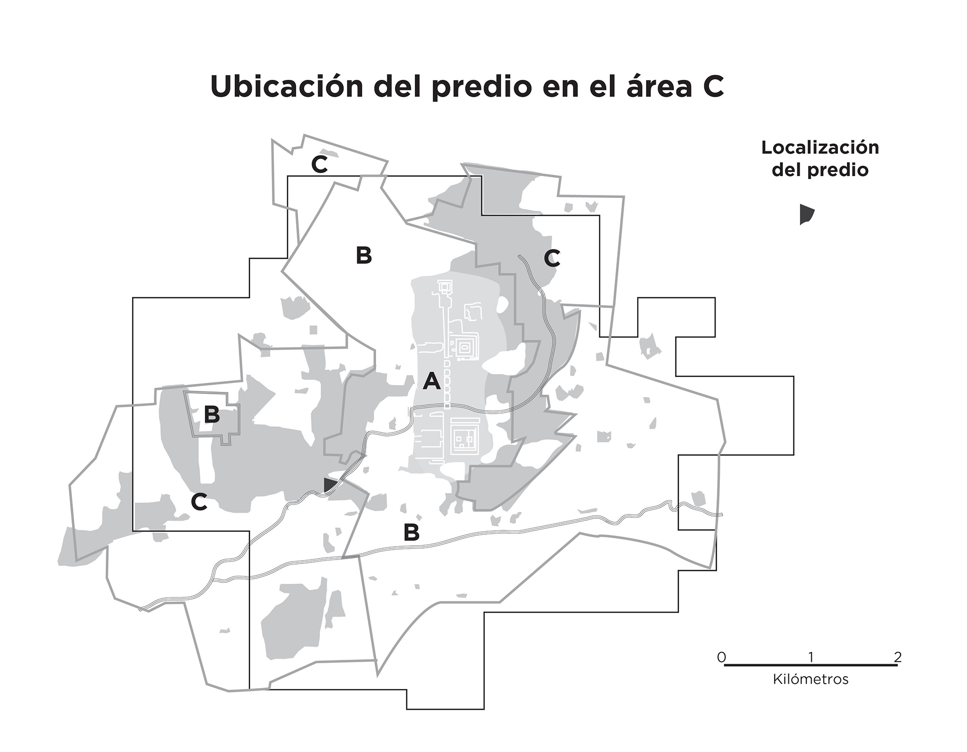 Mapa de los polígonos de la Zona Arqueológica de Teotihuacán