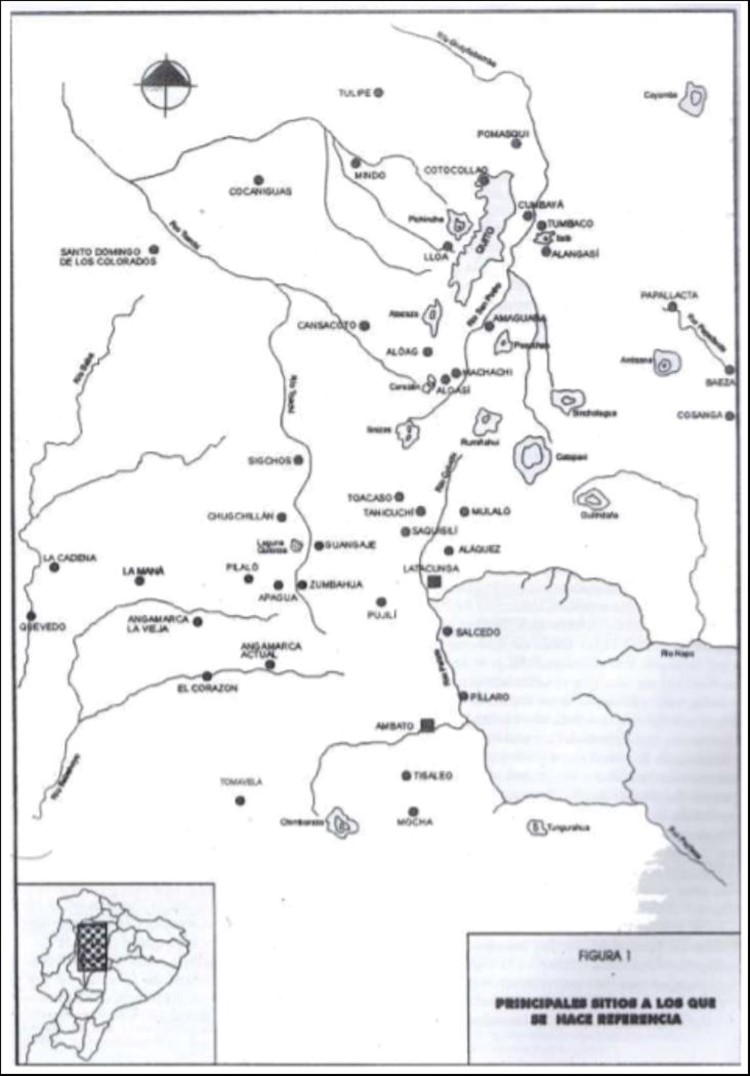 Mapa de las zonas de influencia de las culturas Panzaleo y Puruhá