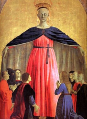 Madonna de la Misericordia. Políptico de la Misericordia. Piero de la Francesca, 1444