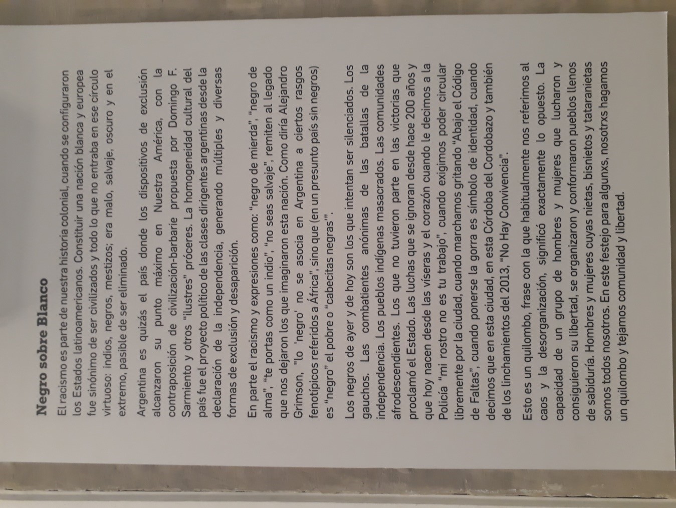 Texto de la muestra Negro sobre Blanco. Museo de Antropología, 2016