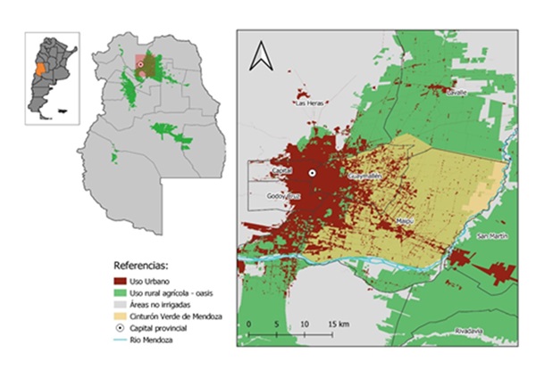 Ubicación del cinturón verde de Mendoza y su relación con la expansión urbana dispersa