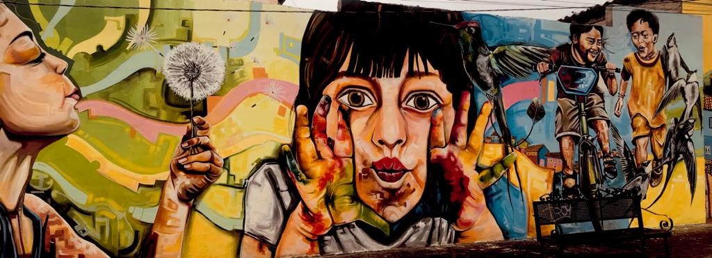 Mural sobre los juegos tradicionales de San Antonio de Ibarra