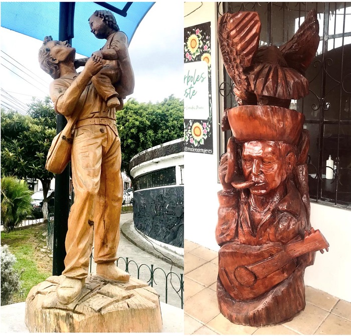 Esculturas del arte público de San Antonio de Ibarra realizadas en los simposios a motosierra (2010-2022)