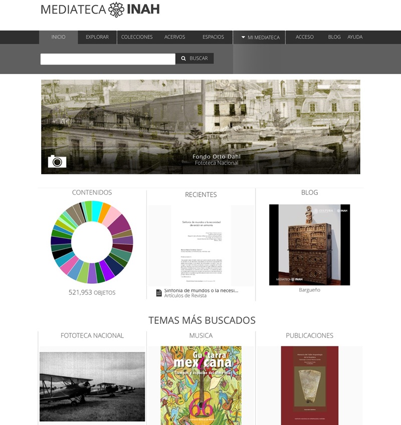 Captura de pantalla de
sitio web de Mediateca INAH, septiembre 2024