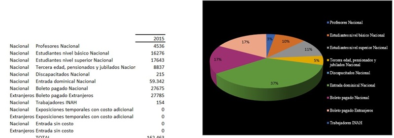 Distribución por tipo de visitantes en el 2015