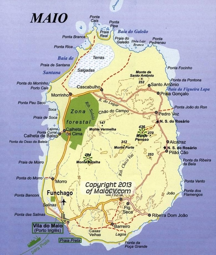 Mapa de la isla de Maio (Cabo Verde)