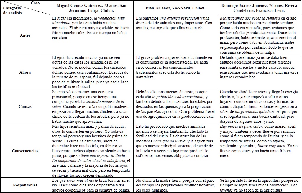 Matriz de interpretación de las historias
de vida (en cursivas se resaltan los núcleos figurativos identificados)