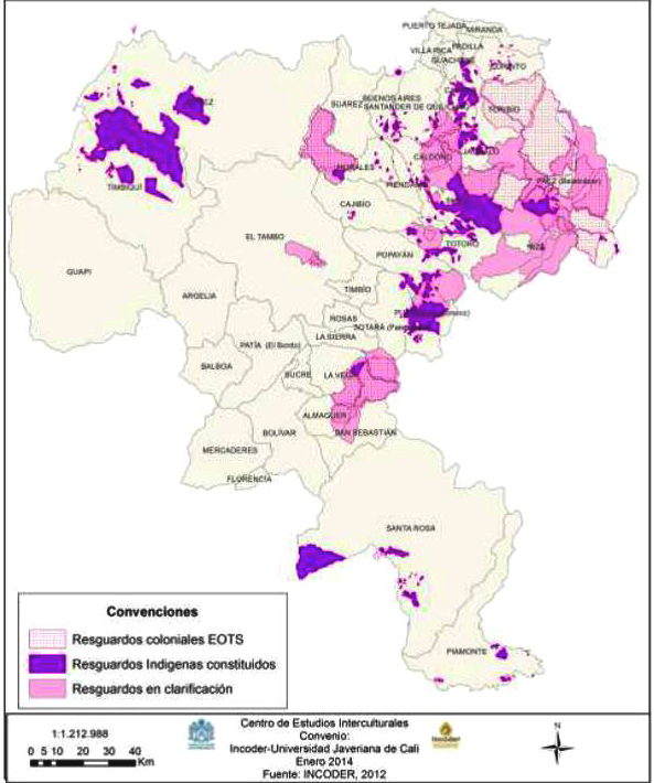 
Procesos territoriales indígenas en el departamento
del Cauca
