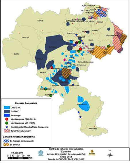 
Procesos campesinos en el departamento del Cauca
