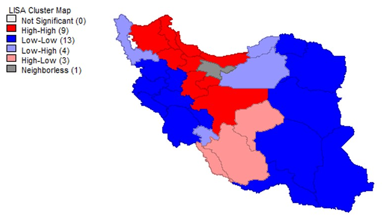 Spatial clustering of rural income in Iran over the last years (Fifth Development Plan)