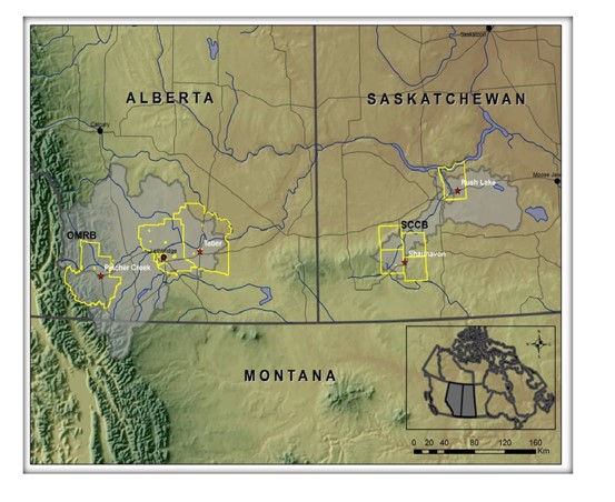 Location of the Swift Current Creek Watershed and the Oldman River Basin.