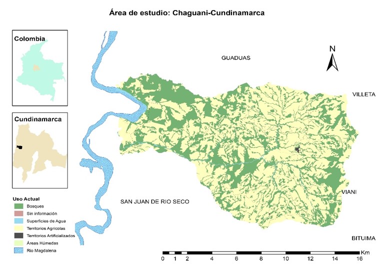 Localización del área de estudio, mapa actual de usos del suelo