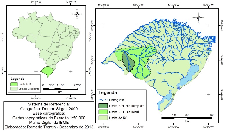 Location map of the Ibirapuitã River Basin. Rio Grande do Sul, Brazil