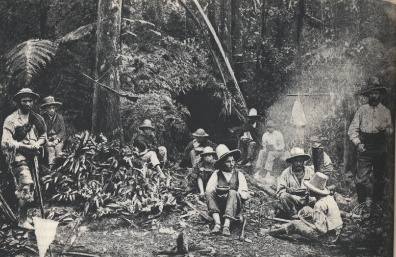 Cazadores y recolectores de orquídeas cerca de
Maripí en el libro
Travels and Adventures of an Orchid Hunter: An Account of Canoe and Camp Life
in Colombia, While Collecting Orchids in the Northern Andes de Albert Millican, 1891
