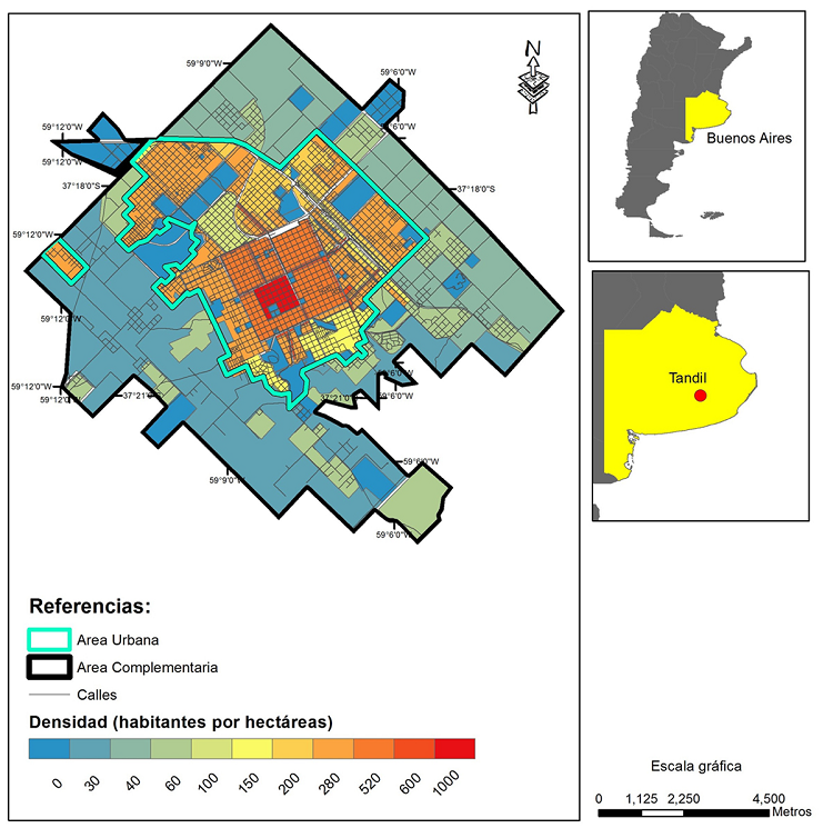 Densidad permitida según
zonificación de usos del suelo de la ciudad de Tandil (2005)