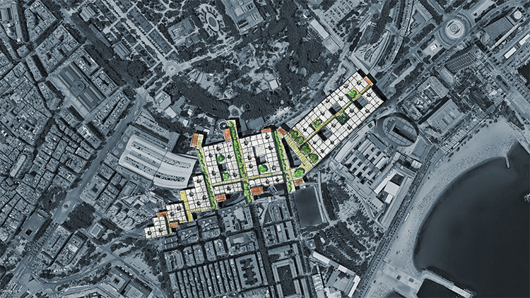 Propuesta para cubrir la playa de vías de la Estación de Francia en Barcelona mediante un mat-building elevado
