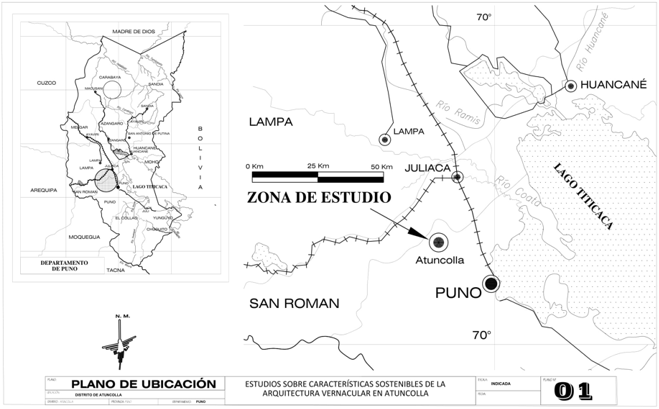 Ubicación geográfica de las zonas de estudio (municipio de Atuncolla)