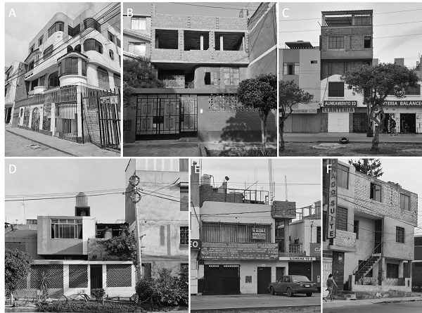 Fotografías de algunas viviendas muestreadas de sectores periféricos de Lima Metropolitana. Las viviendas tienen en común no haber sido concluidas y son resultado de la autoconstrucción