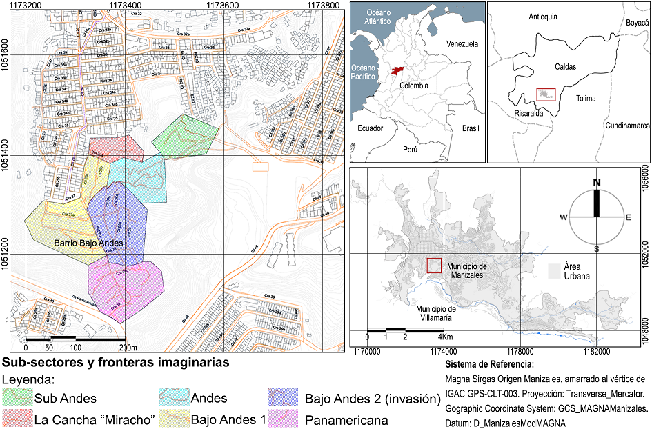 Localización general y sectores del Bajo Andes