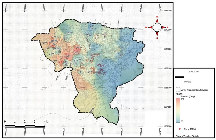 Valor de suelo de interacción urbana de San Salvador