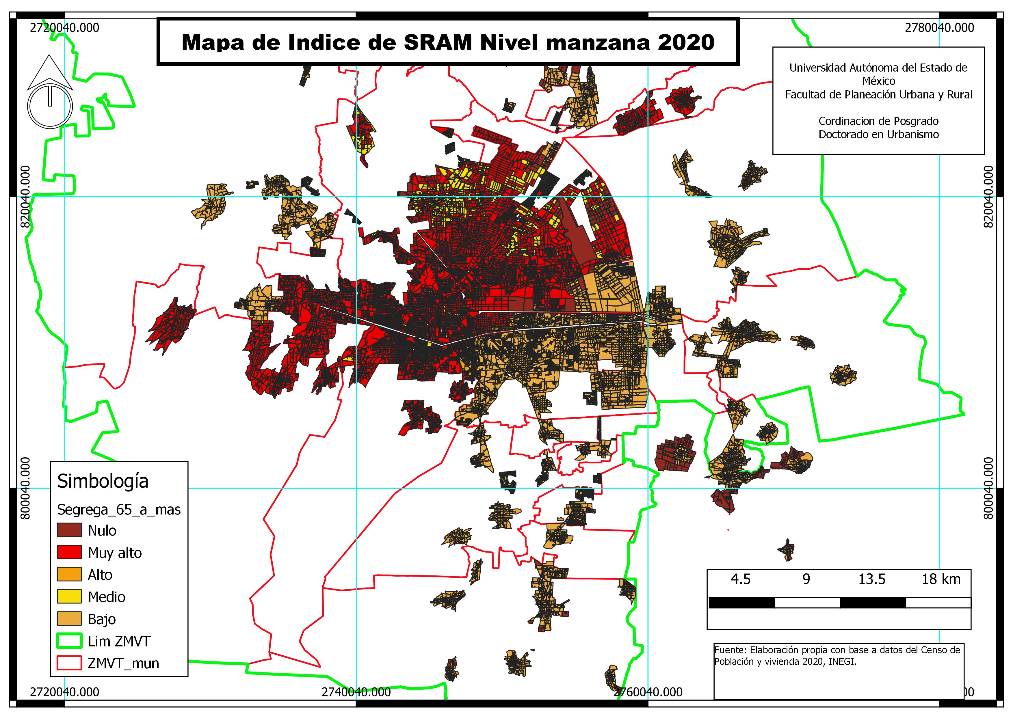 Mapa de SRAM en la ZMVT, 2020