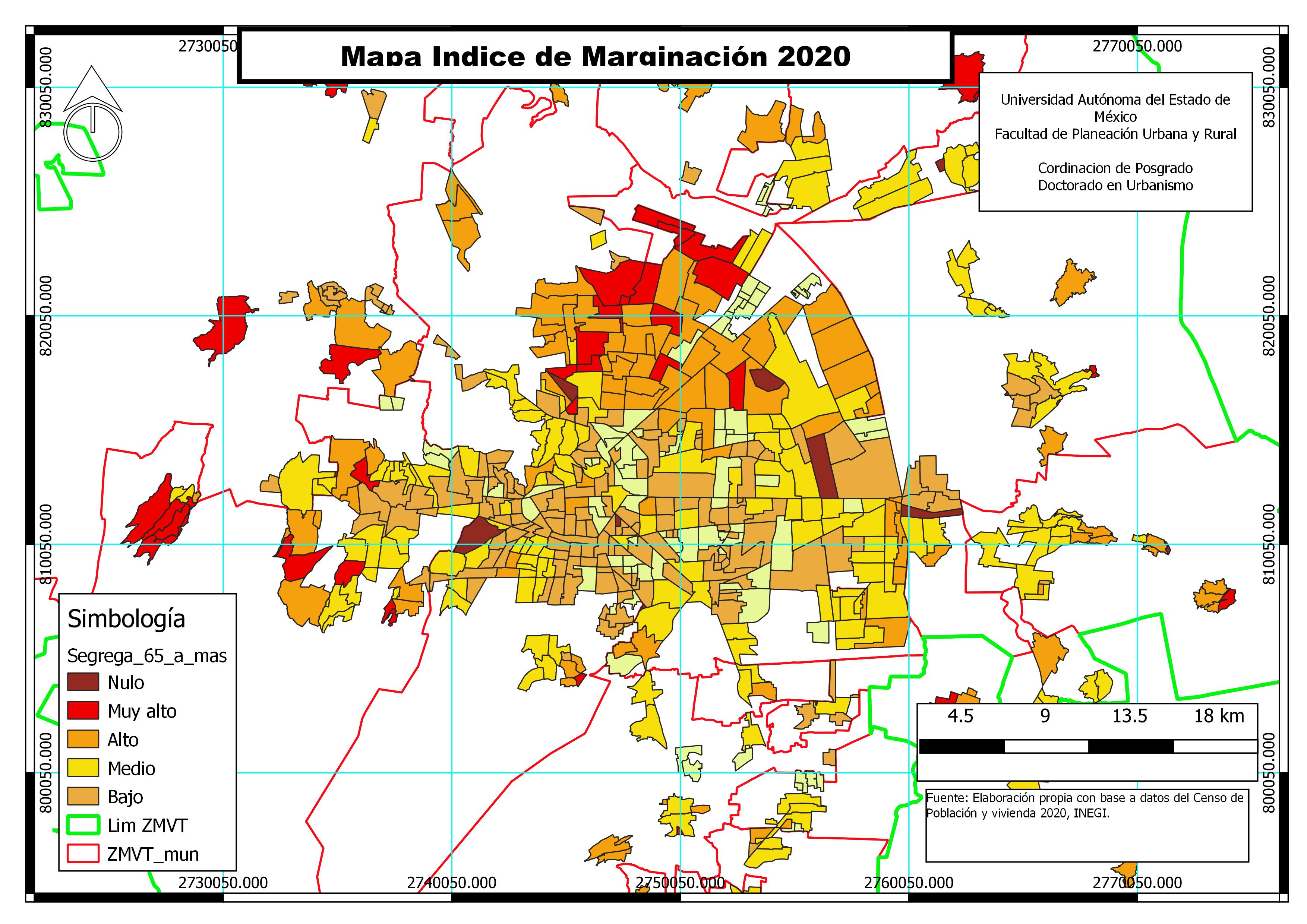 Mapa de Grado de Marginación por AGEB de ZMVT