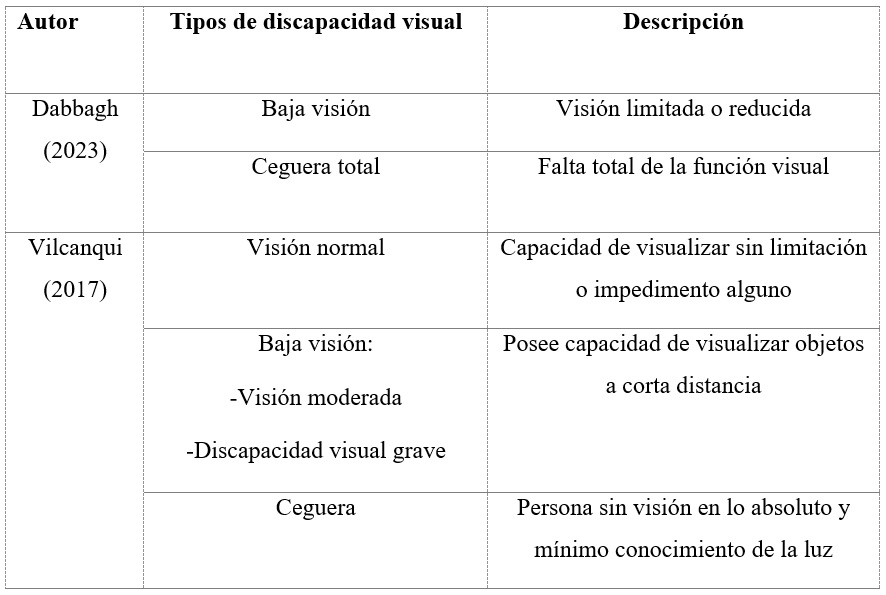  Clasificación de la discapacidad visual