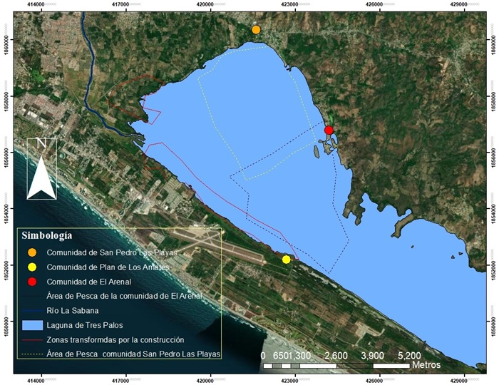 &Aacute;rea de pesca y zonas
transformadas