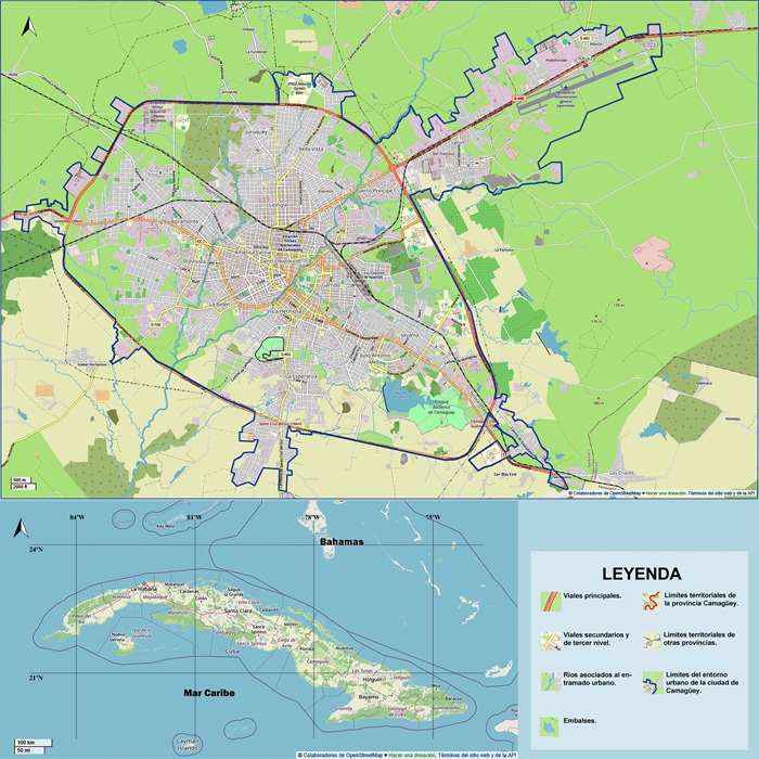Ubicaci&oacute;n geogr&aacute;fica de la ciudad de Camag&uuml;ey, en la provincia hom&oacute;nima