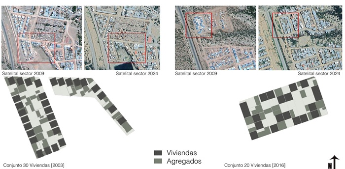 Progresiones constructivas en los lotes. Conjuntos 1 y 4