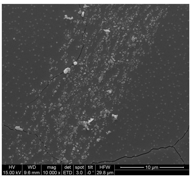 Figure 2.SEM images of chromium films of different thicknesses and magnifications