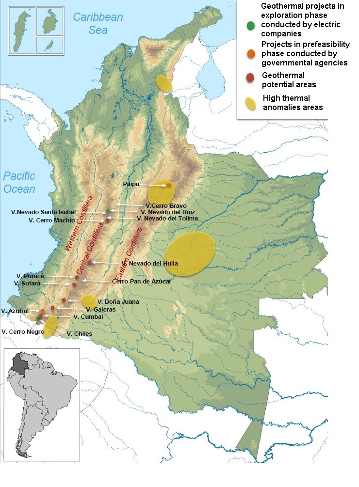 
 Areas with the potential for geothermal development in Colombia
