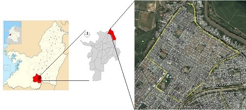 Location of the study area-Floralia neighborhood, northern Cali
