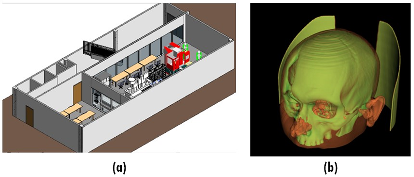 
Game objects used for our serious games. (a) BIM of the first level of the CTAI lab, (b) Right, a 3D cranium model generated using DICOM images
