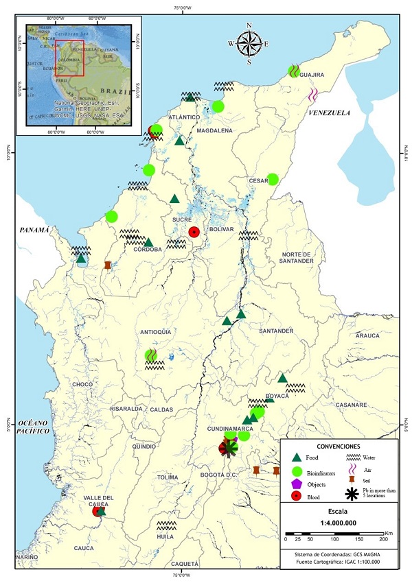 Geographic location of the lead reports in Colombia