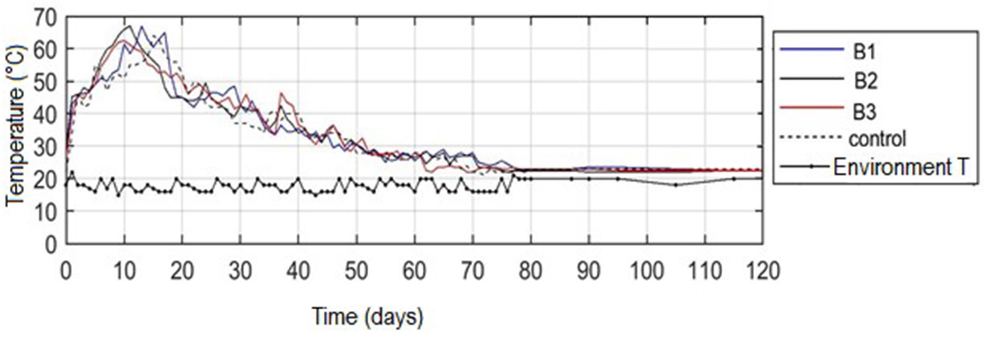 Temperature profiles of the treatments