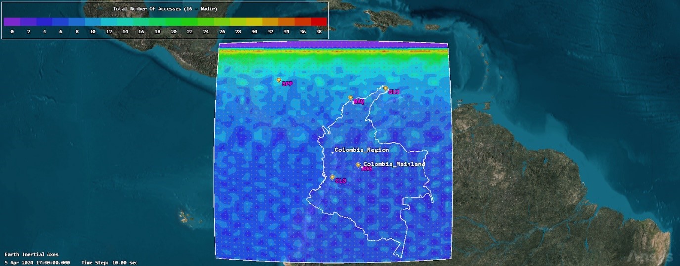 Number of Passes for 16° Orbit in Nadir