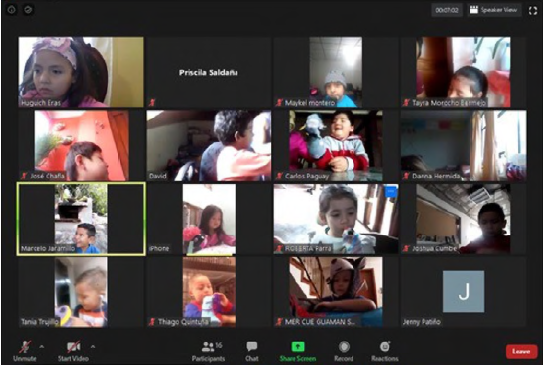 Sesión virtual con un grupo de clase al completo