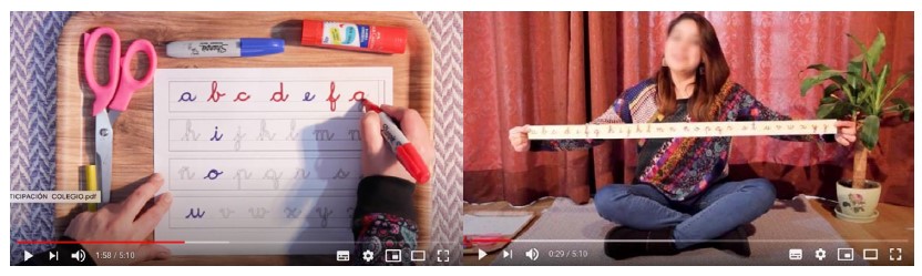 Video con instrucciones para confeccionar un abecedario en casa grabado por la participante 13