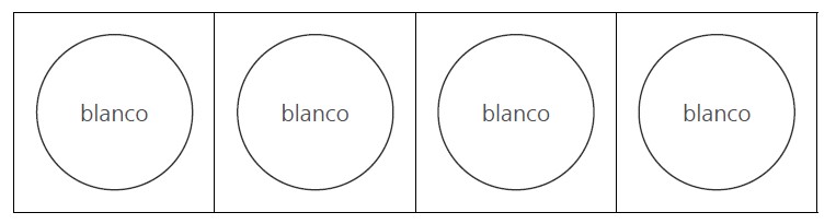 Ejemplo de uso de esquema materializado construido con círculos blancos para la palabra casa