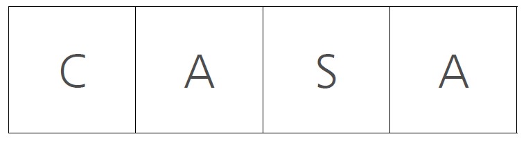 Ejemplo de uso de esquema materializado para la palabra casa con el uso de letras para los sonidos consonánticos y vocálicos