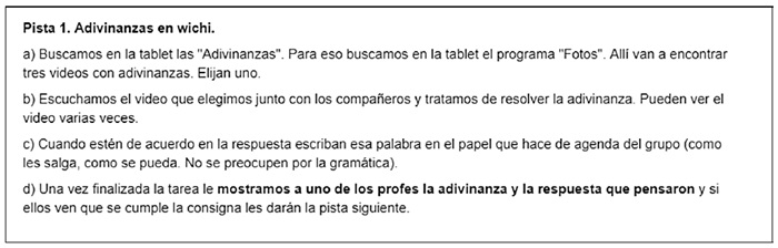 
Consigna para actividad en la escuela de El Sauzalito
