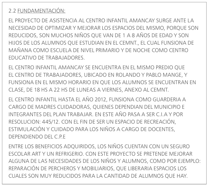 
Extracto de proyecto de intervención
comunitaria (asignatura: Psicología de Grupos, 3er año)
