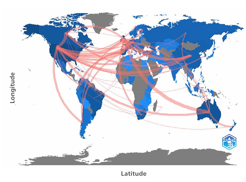 
Distribución geográfica de colaboración mundial
