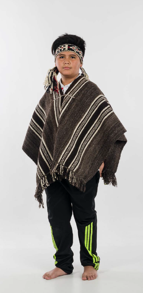 Retrato de Felipe con sus vestimentas mapuche.