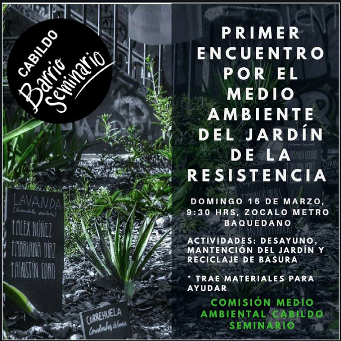 Equipo Jardín de la Resistencia 2020. Diseño Afiche: Roberto Conejeros, miembro del jardín.