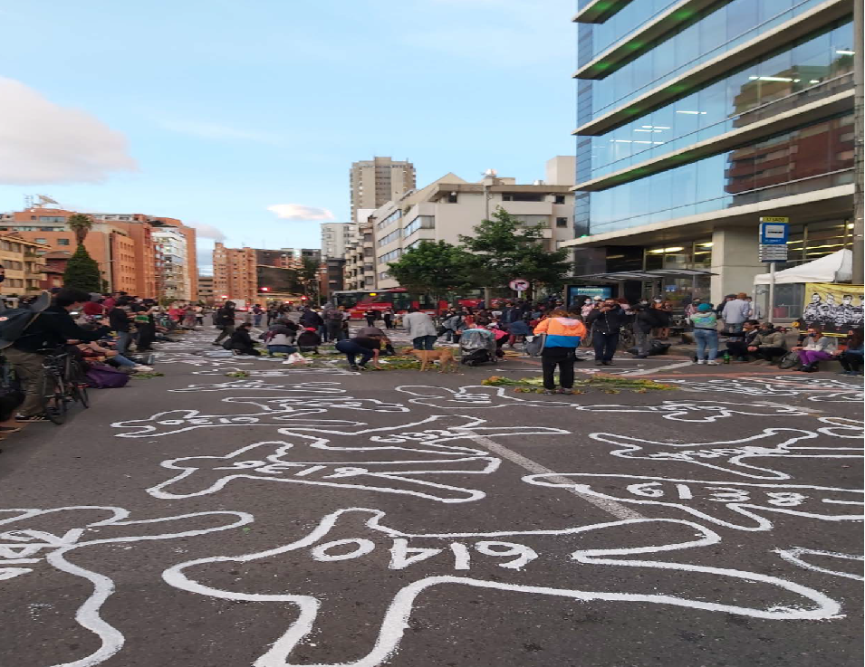 Die-in en la carrera 7 con calle 63, Bogotá, 28 de junio de 2021.