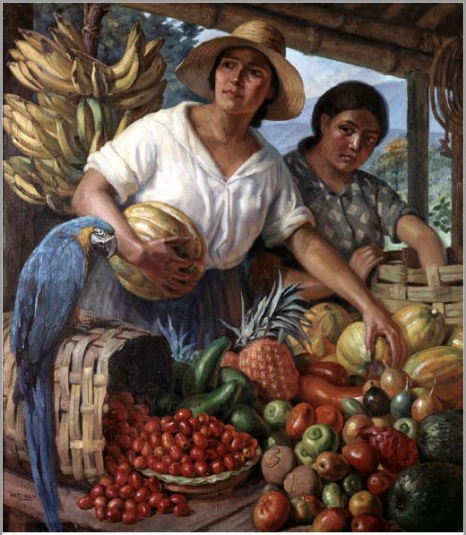 Miguel Diaz Vargas. Mercado, pintura (óleo/tela) 128,5 x 110,5 cm