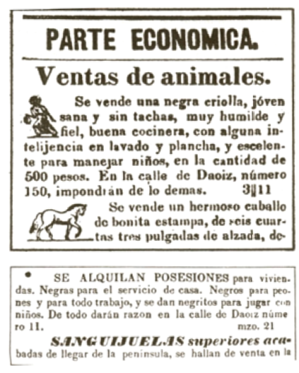 Anuncio de prensa cubano, La Habana (1839)